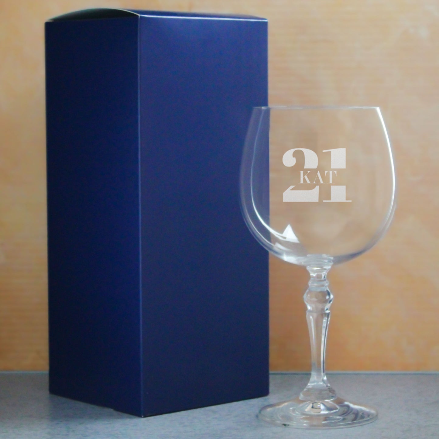 Engraved Crystal Gin and Tonic Cocktail Glass with Name in 21 Design
