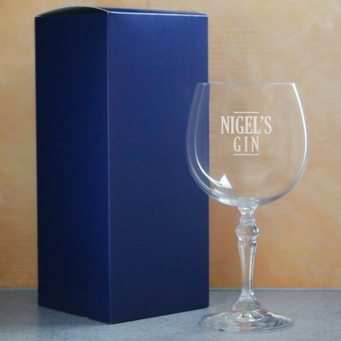 Engraved Gin Balloon and Tumbler Cocktail Glasses with Personalised Designs and Gift Box