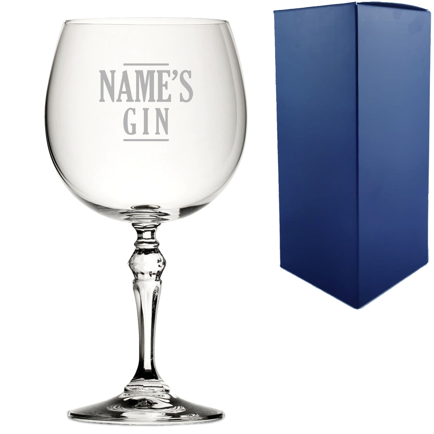 Engraved Gin Balloon and Tumbler Cocktail Glasses with Personalised Designs and Gift Box