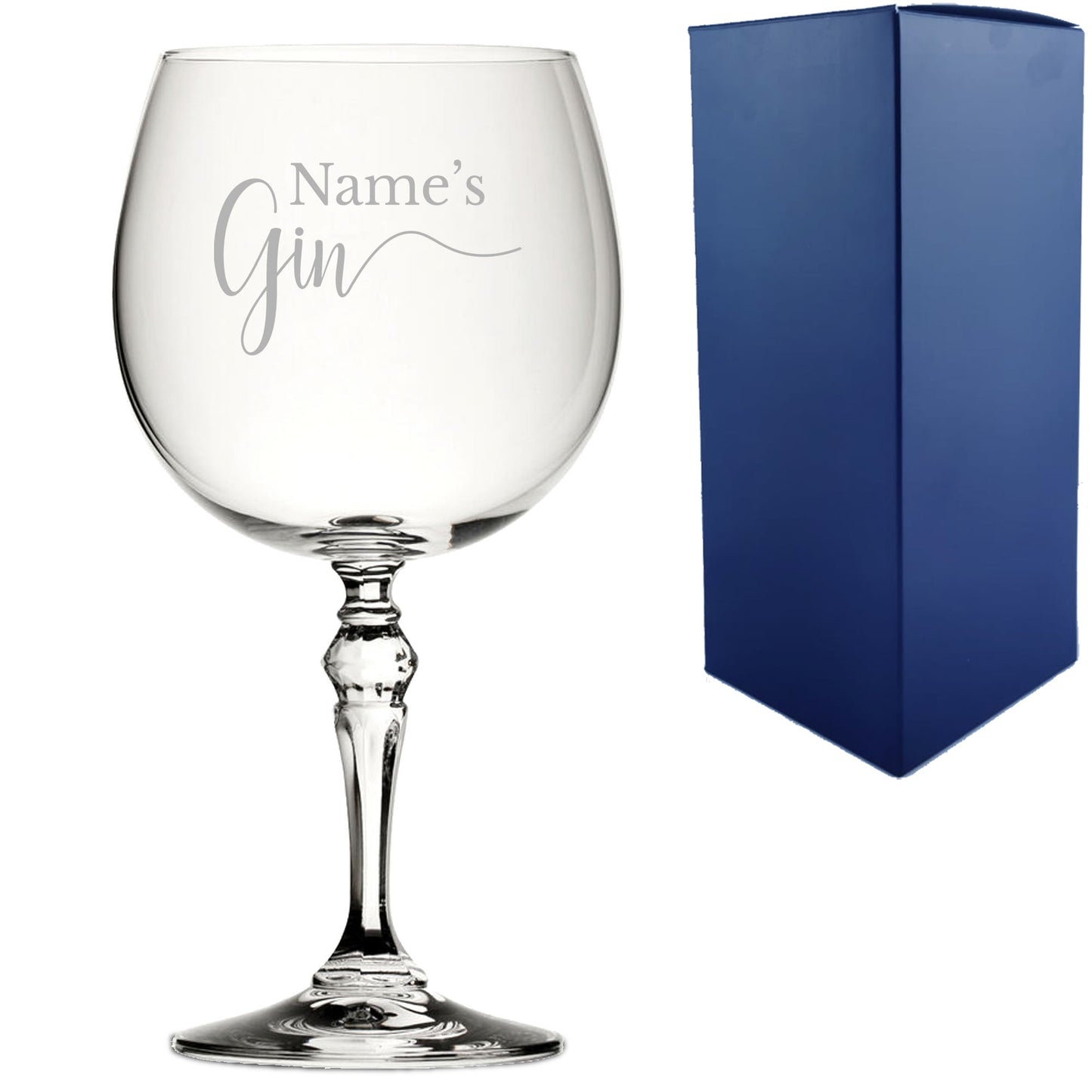 Engraved Crystal Gin and Tonic Cocktail Glass with Name's Gin Design, Personalise with Any Name, Gift Box Included, Laser Engraved