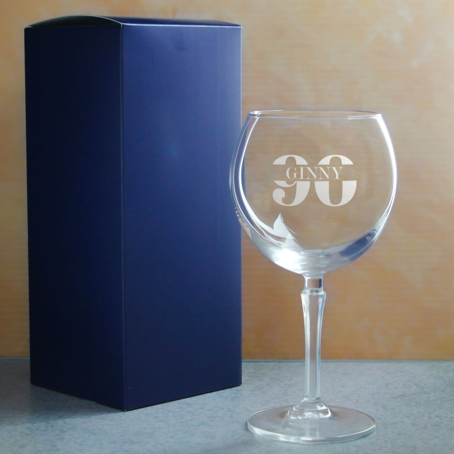 Engraved Hudson Gin Balloon Cocktail Glass with Name in 90 Design
