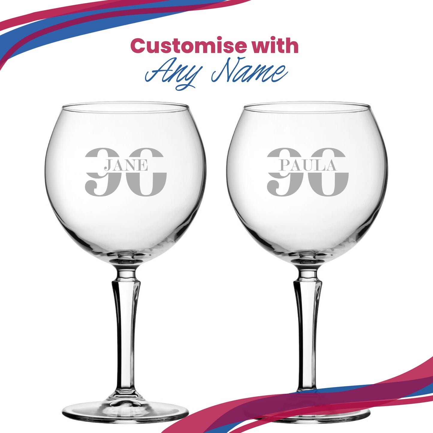 Engraved Hudson Gin Balloon Cocktail Glass with Name in 90 Design