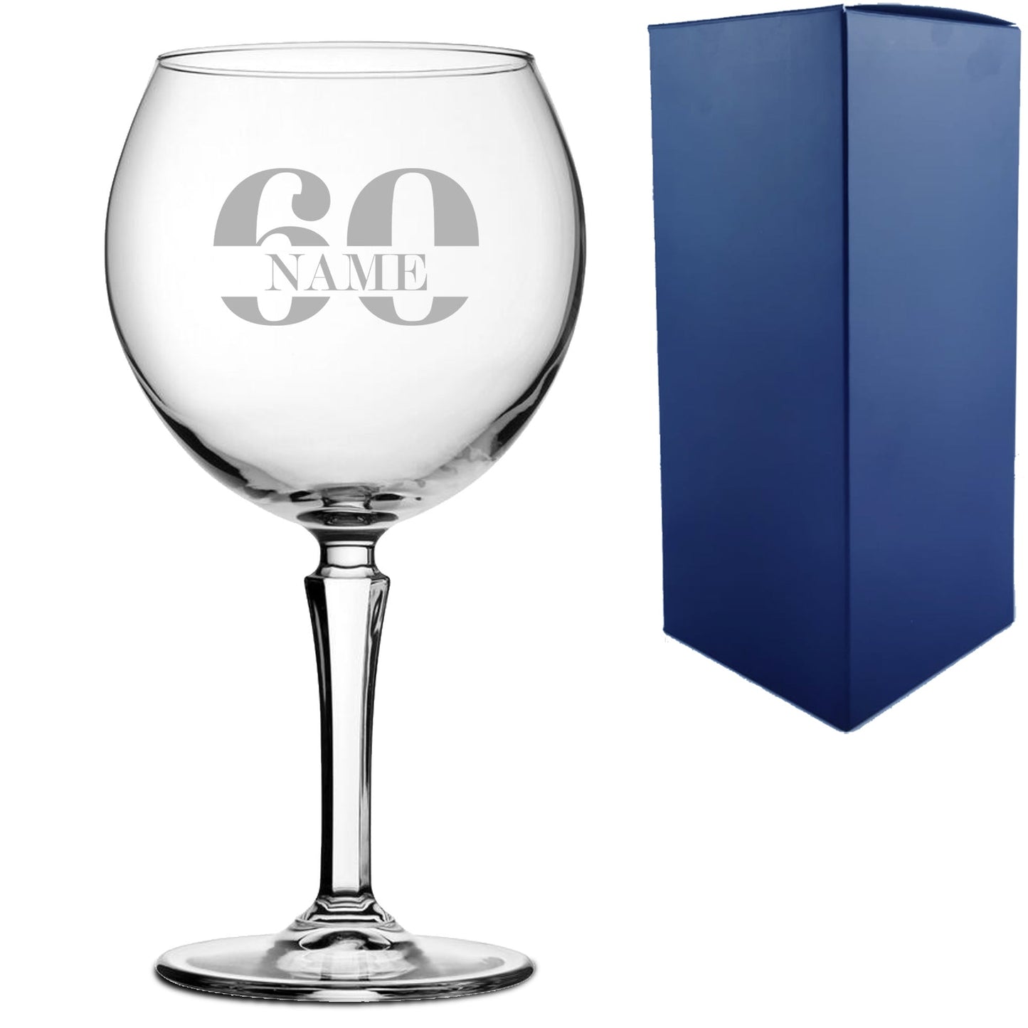 Engraved Hudson Gin Balloon Cocktail Glass with Name in 60 Design