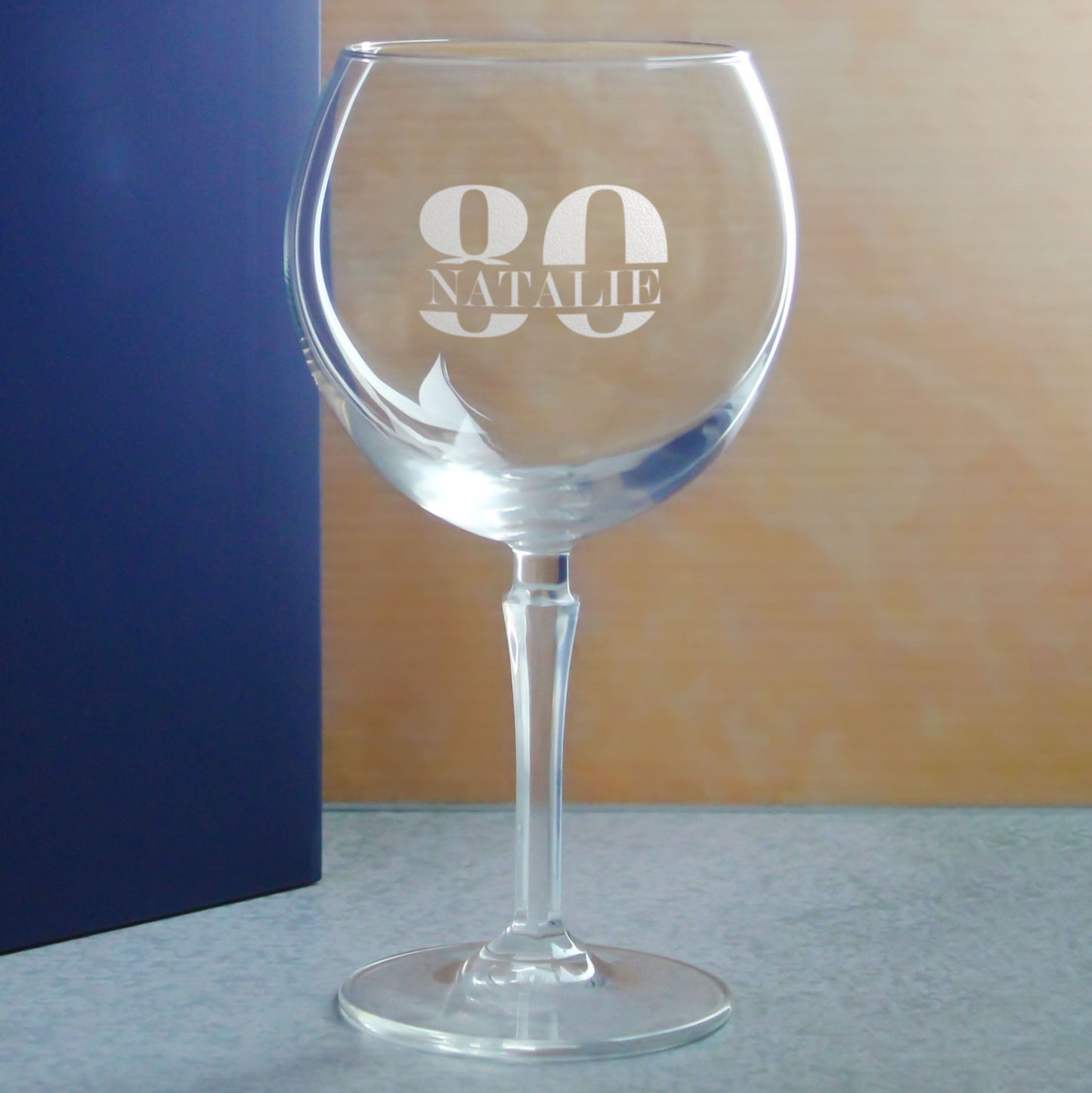 Engraved Hudson Gin Balloon Cocktail Glass with Name in 80 Design