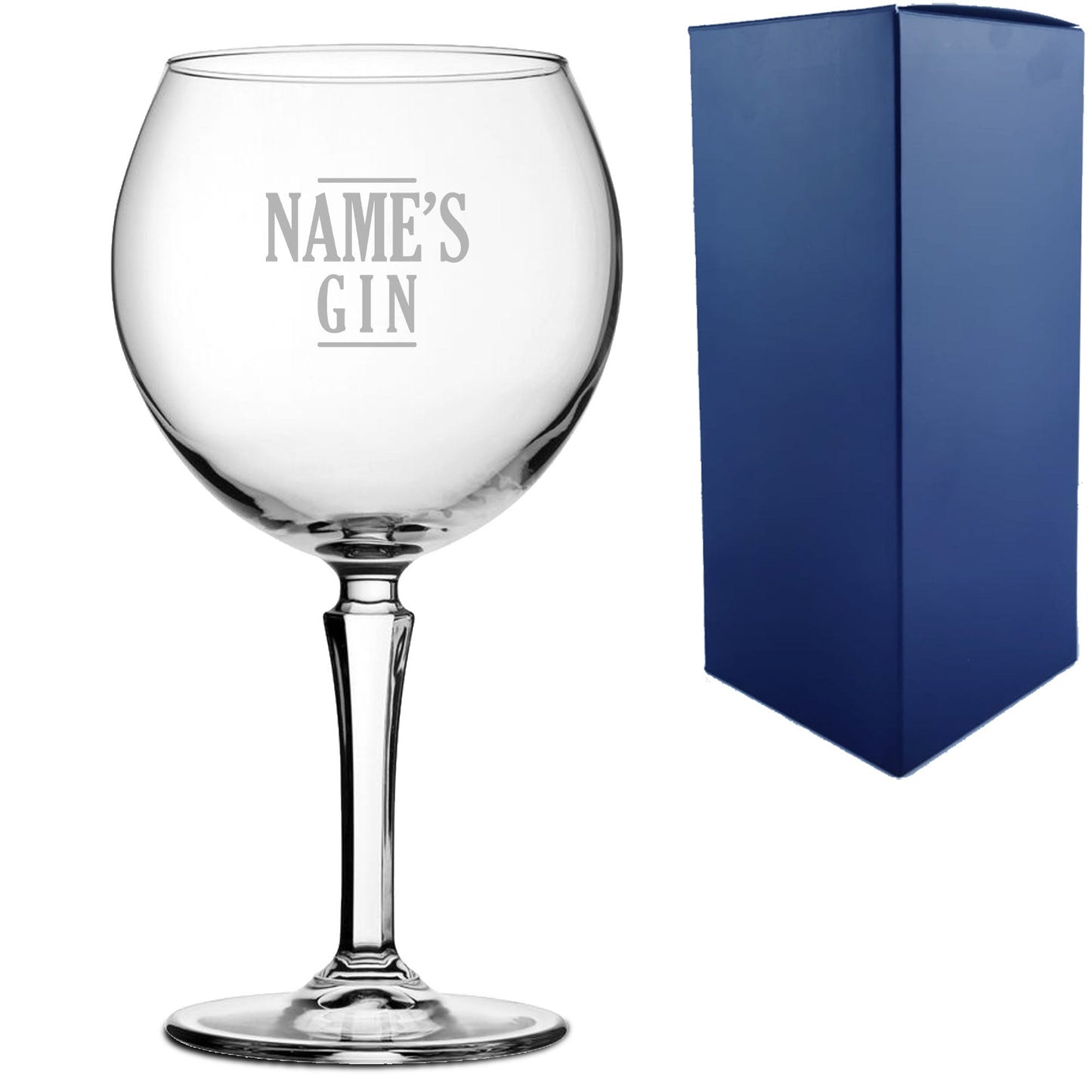 Engraved Hudson Gin Balloon Cocktail Glass with Name's Gin Serif Design, Personalise with Any Name