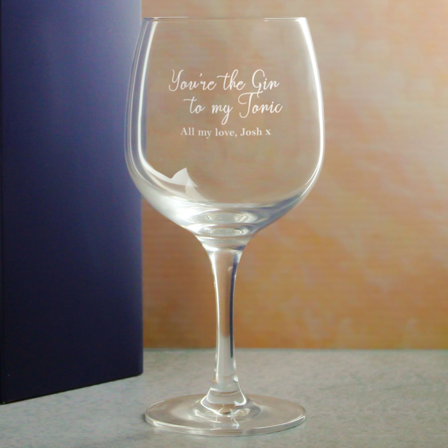Engraved Spanish Gin Copa Balloon Glass with You're the Gin to My Tonic Design, Personalise with Any Message