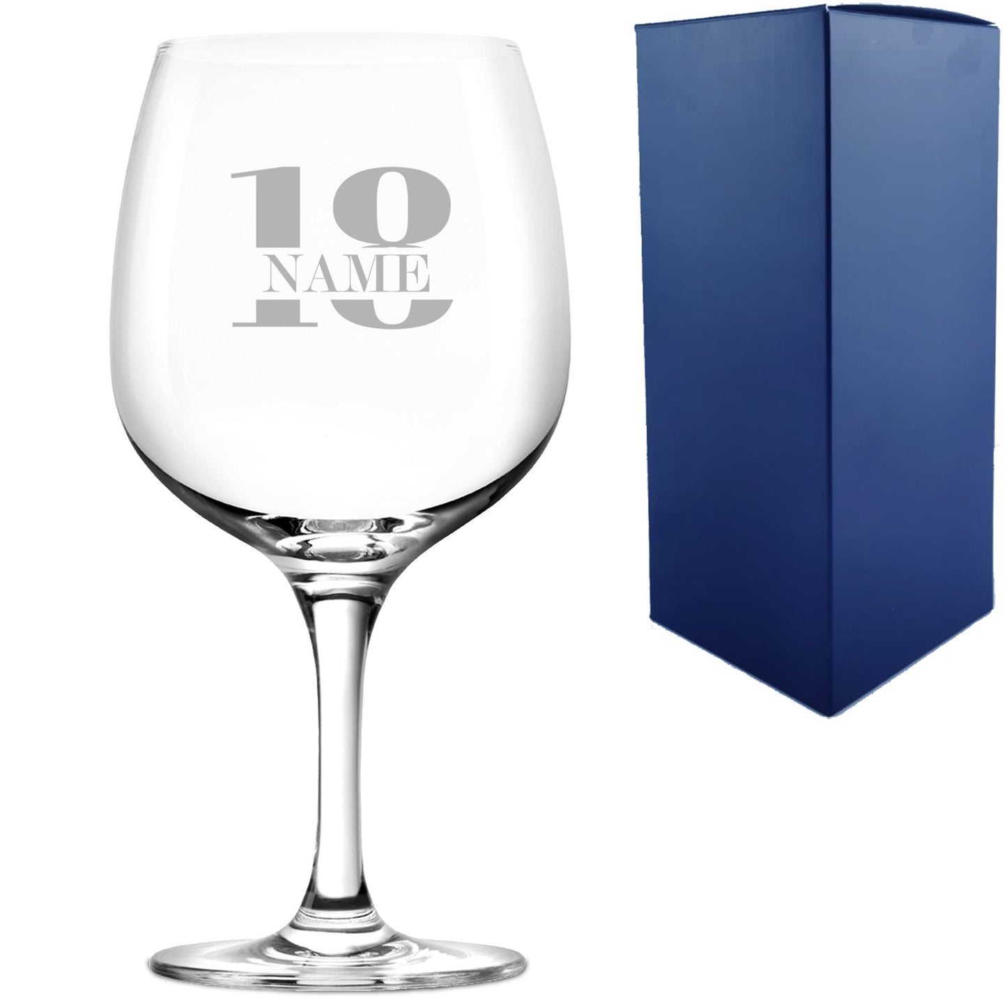 Engraved Spanish Gin Copa Balloon Cocktail Glass with Name in 18 Design