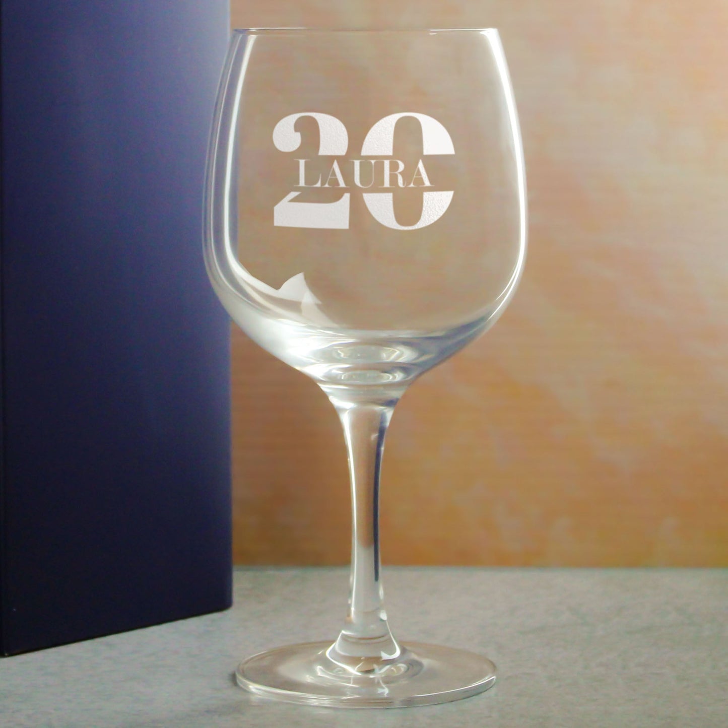 Engraved Spanish Gin Copa Balloon Cocktail Glass with Name in 20 Design