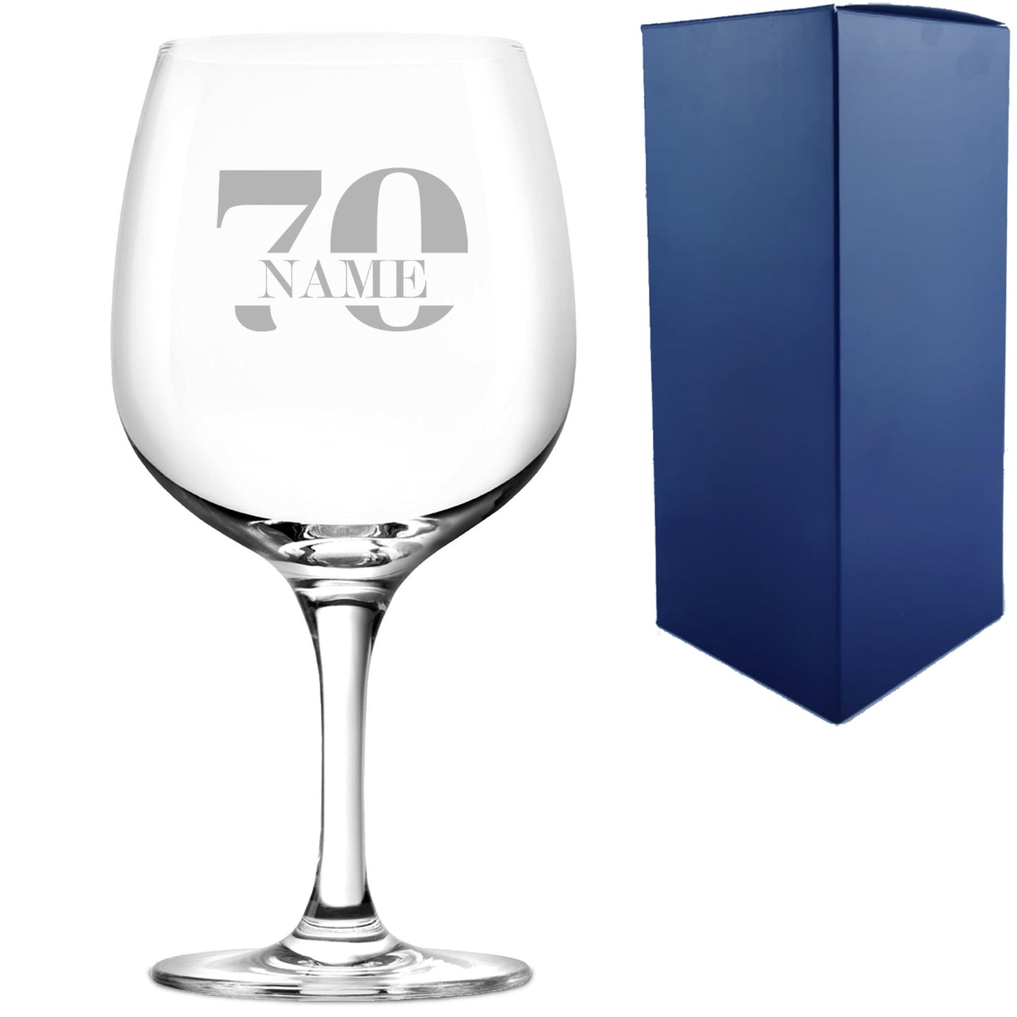 Engraved Spanish Gin Copa Balloon Cocktail Glass with Name in 70 Design