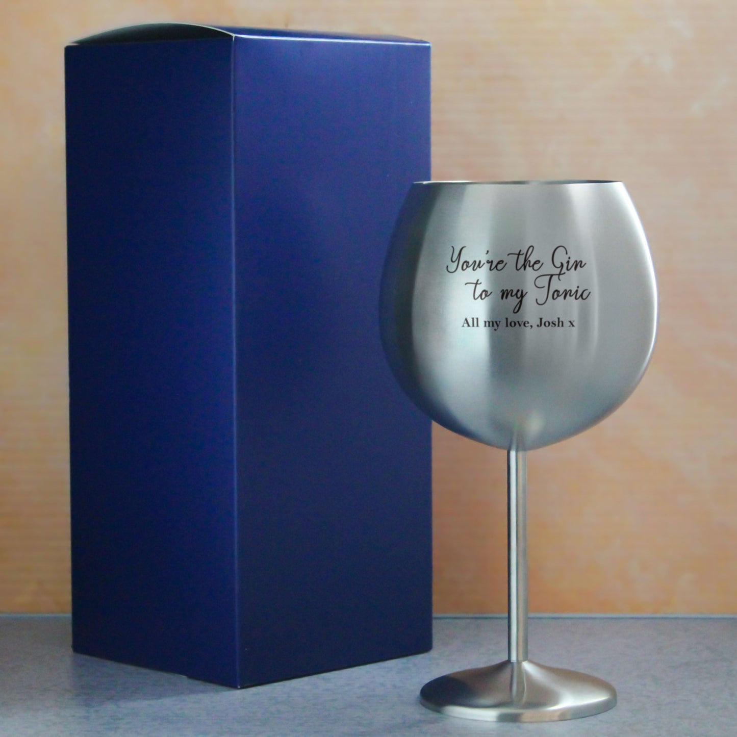 Engraved Metal Gin Balloon Glass with You're the Gin to My Tonic Design, Personalise with Any Message