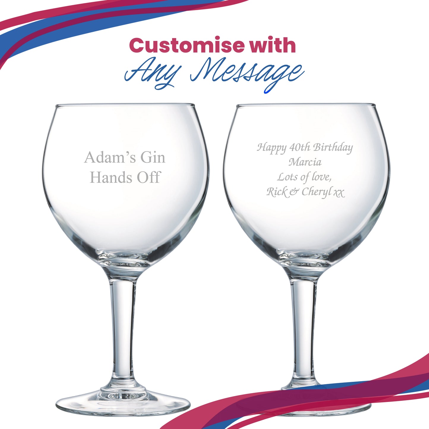 Engraved Party Gin Balloon Cocktail Glass, Personalise with Any Name or Message