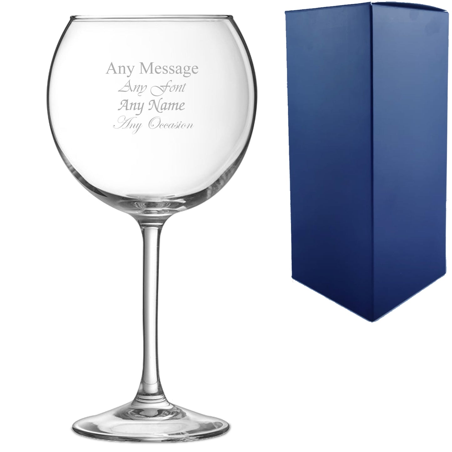 Engraved Gin Balloon and Tumbler Cocktail Glasses with Personalised Designs and Gift Box