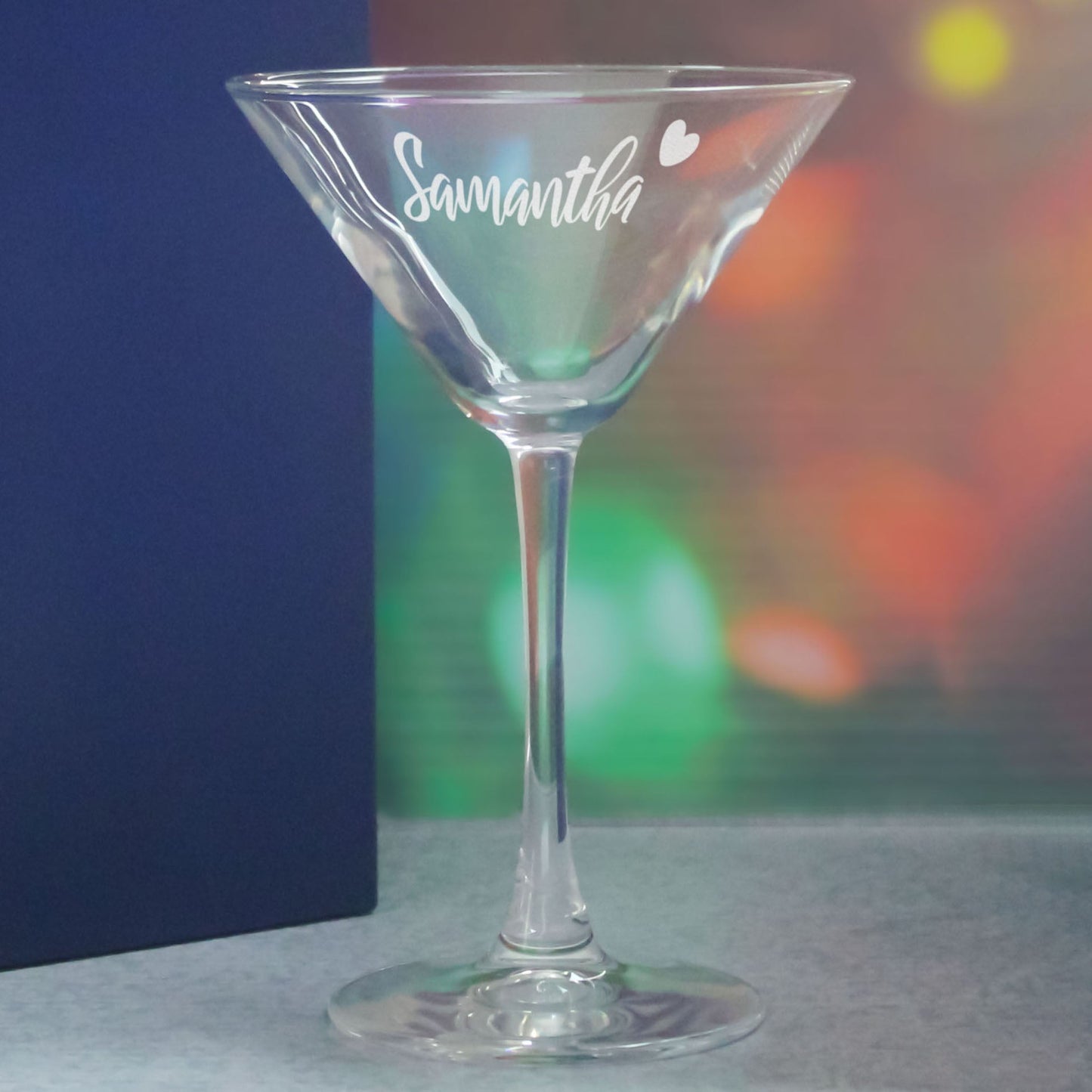 Engraved Enoteca Martini Cocktail Glass with Name with Heart Design, Personalise with Any Name