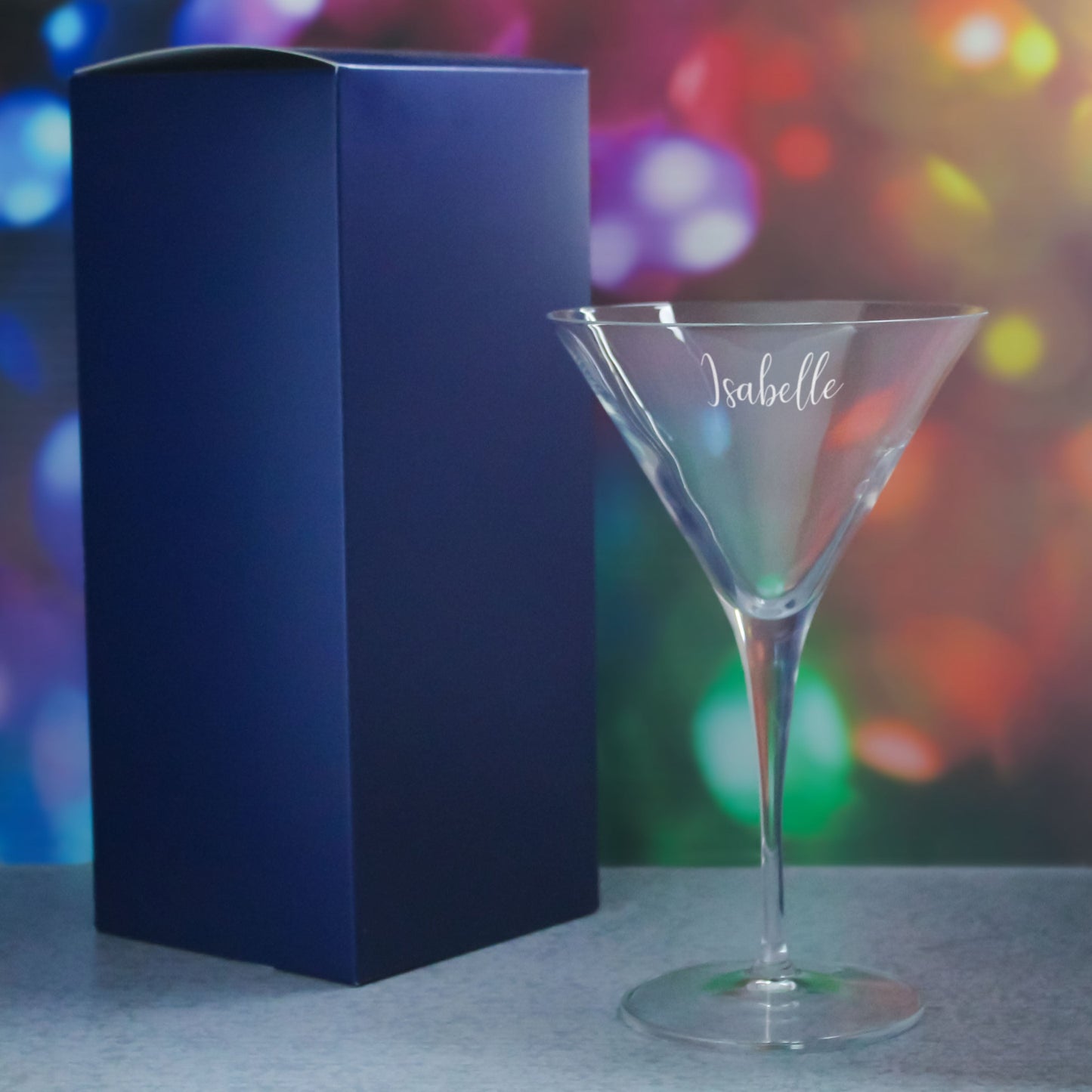 Engraved Crystal Allegro Martini Cocktail Glass with Script Name, Personalise with Any Name