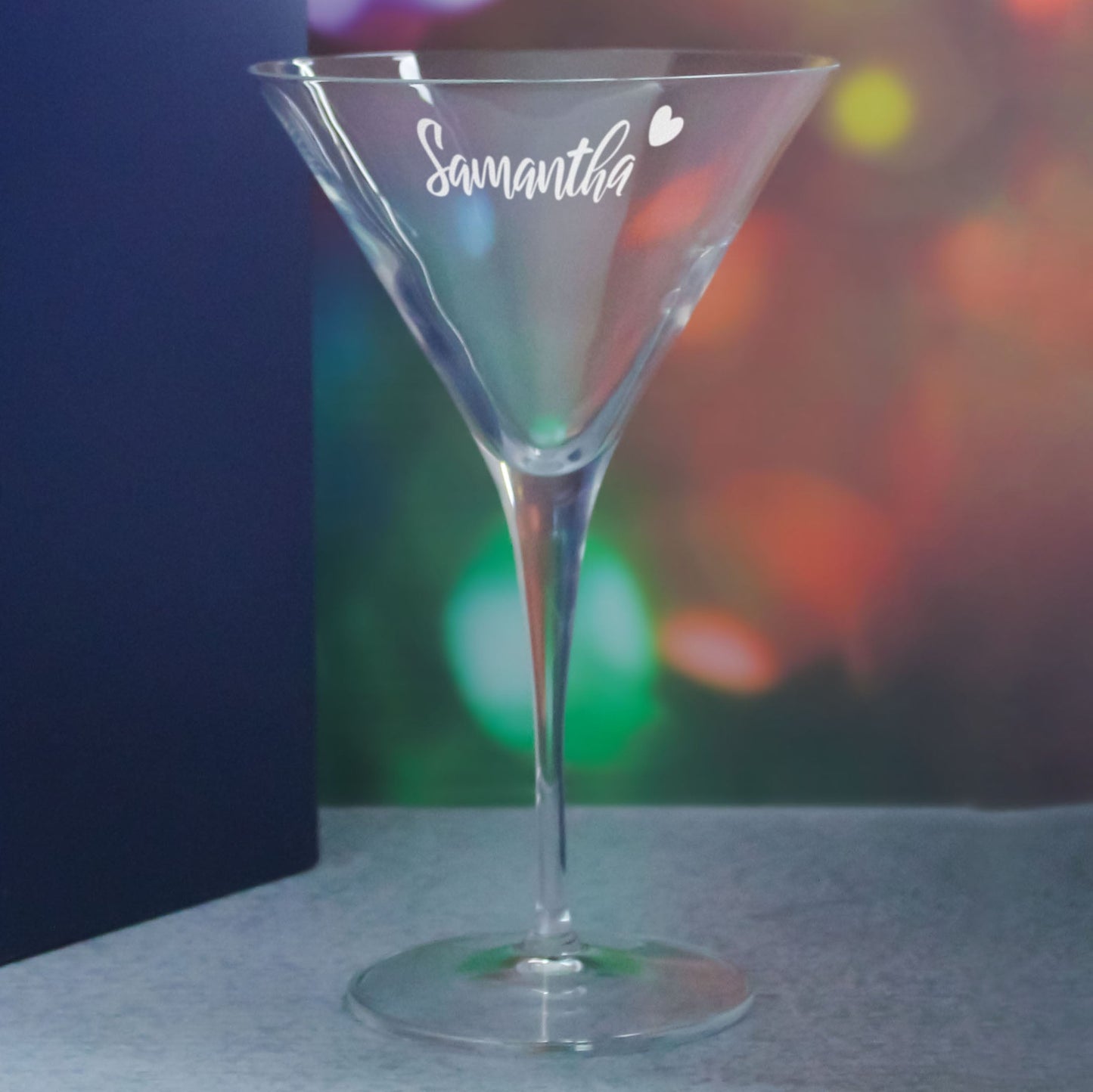 Engraved Allegro Martini Cocktail Glass with Name with Heart Design, Personalise with Any Name