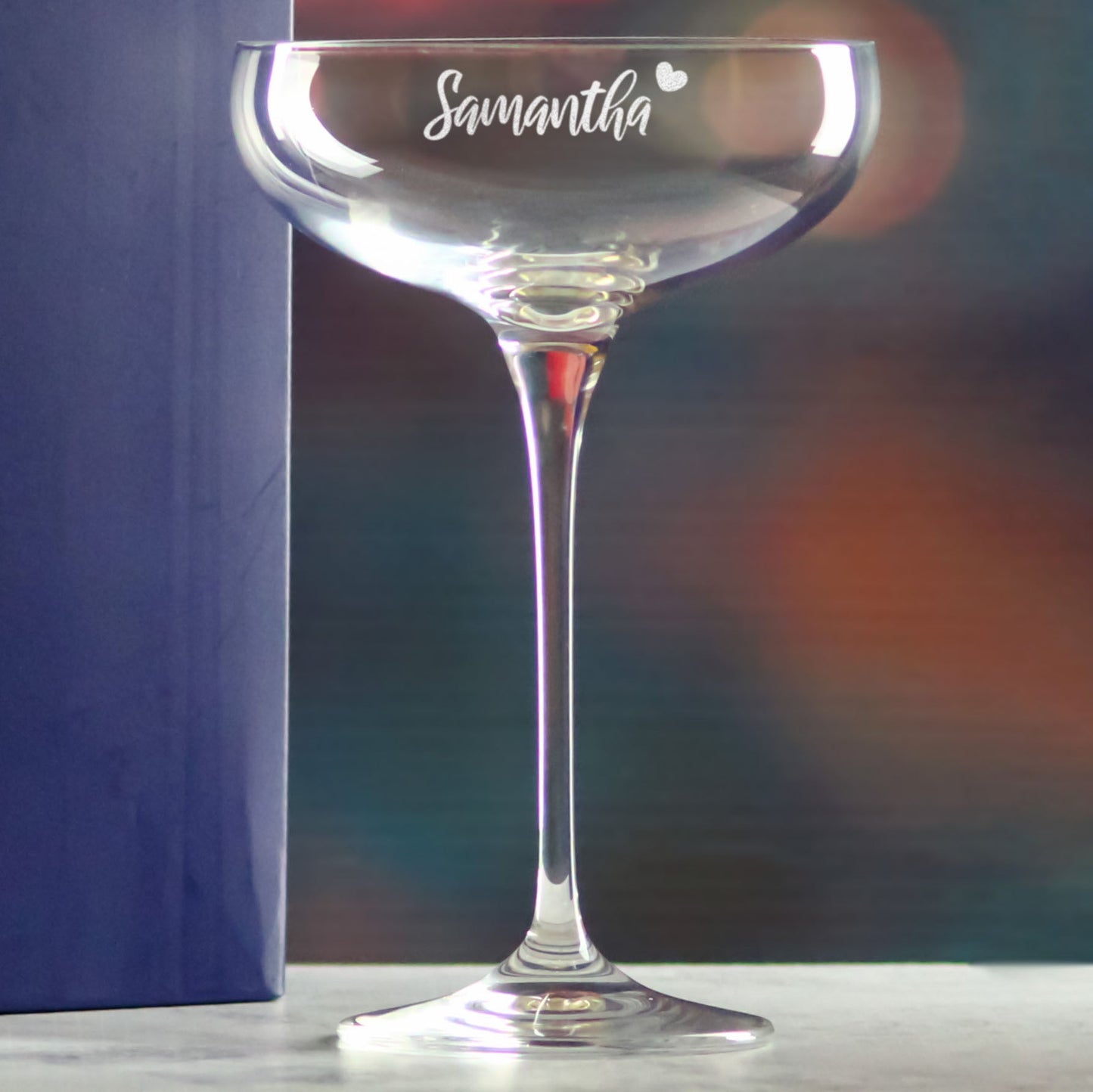 Engraved Infinity Cocktail Saucer with Name with Heart Design, Personalise with Any Name