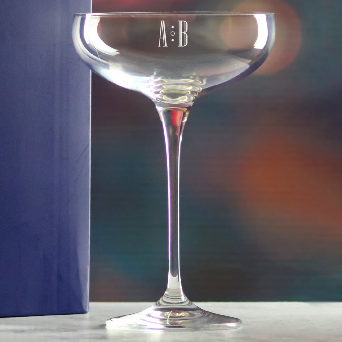 Engraved Crystal Infinity Cocktail Saucer with Initials Design, Personalise with Any Name
