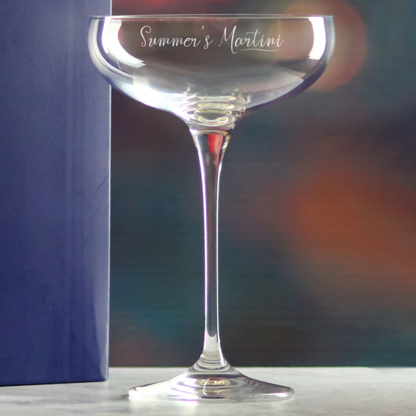 Engraved Infinity Cocktail Saucer with Name's Martini Design, Personalise with Any Name