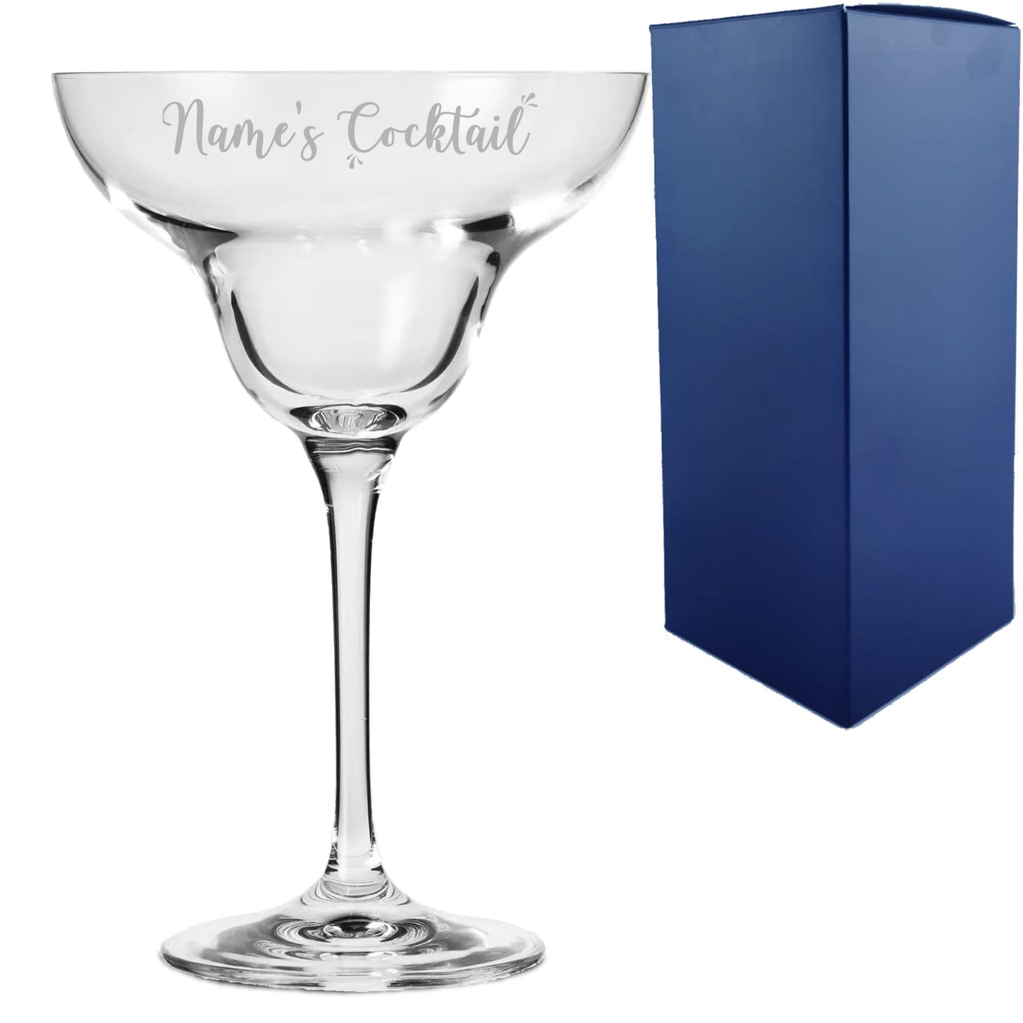 Engraved Infinity Margarita Cocktail Glass with Name's Margarita Design, Personalise with Any Name