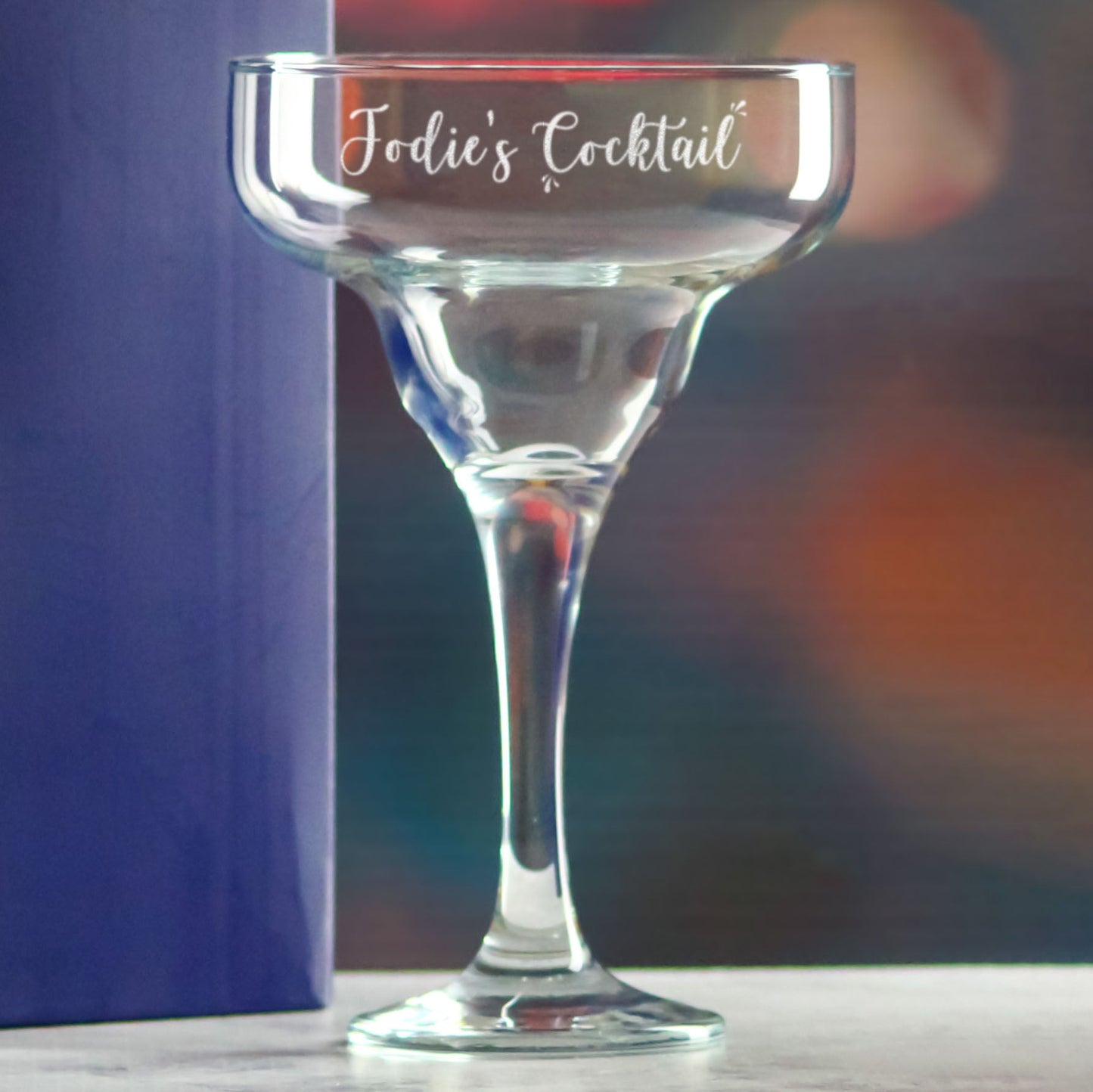 Engraved 295ml Margarita Cocktail Glass with Name's Cocktail Design, Personalise with Any Name