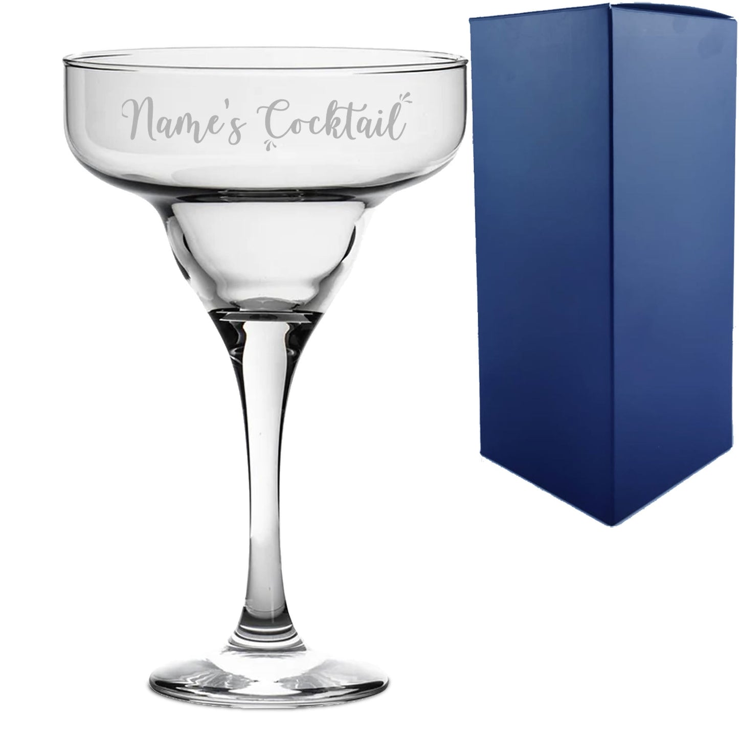 Engraved 295ml Margarita Cocktail Glass with Name's Cocktail Design, Personalise with Any Name