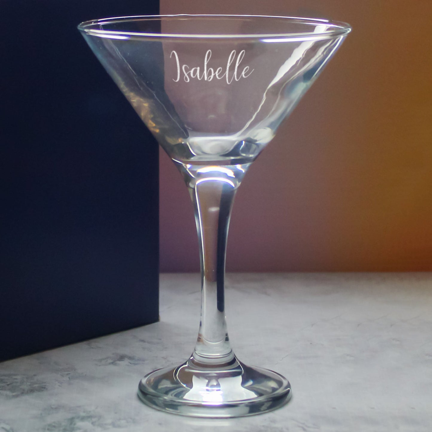 Engraved Petite Martini Cocktail Glass with Script Name, Personalise with Any Name