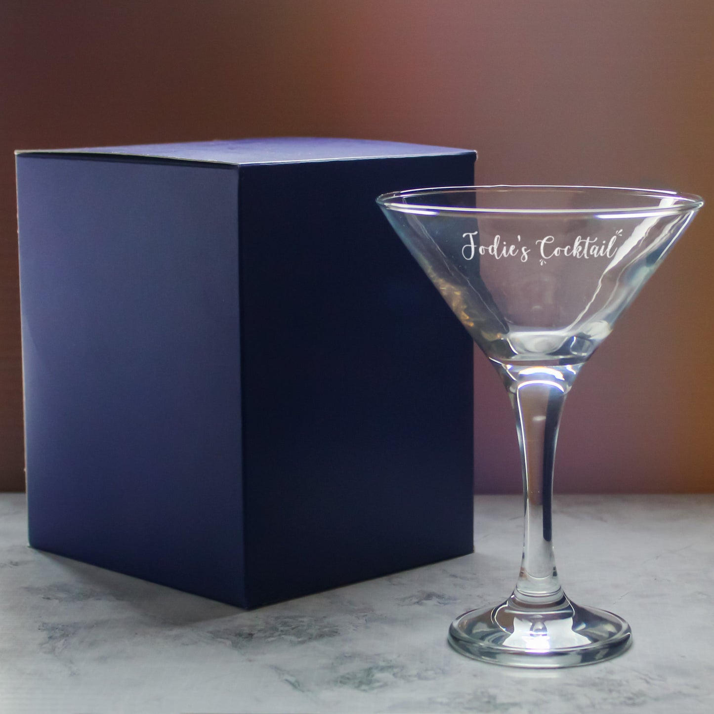 Engraved Petite Martini Cocktail Glass with Name's Cocktail Design, Personalise with Any Name