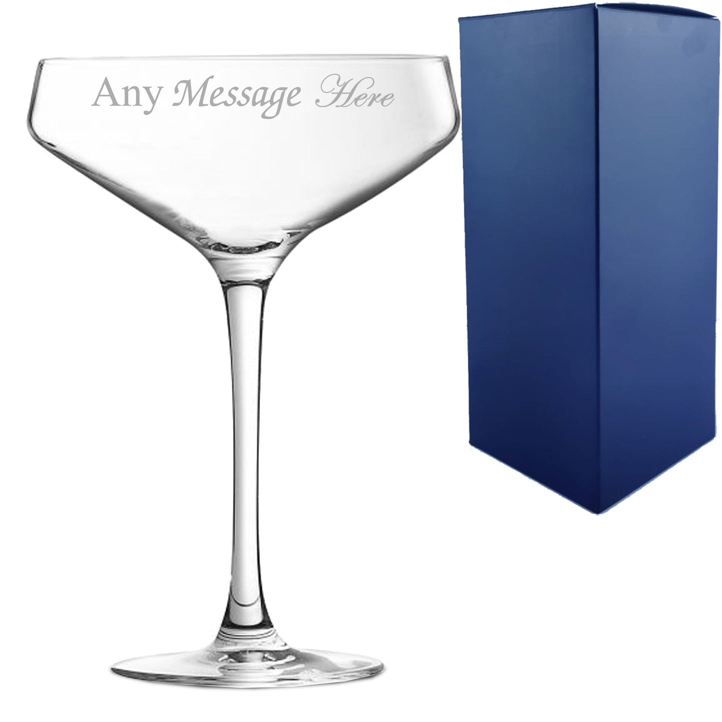 Engraved Cabernet Cocktail Champagne Saucer, Personalise with Any Name or Message