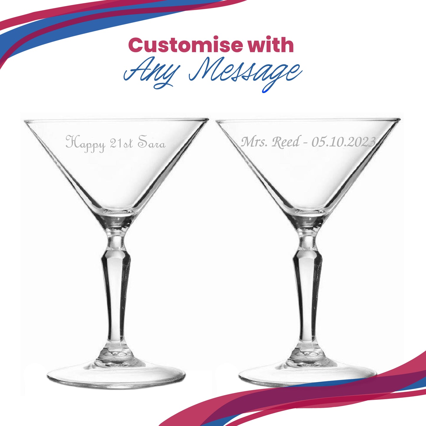 Engraved Monti Martini Cocktail Glass, Personalise with Any Name or Message