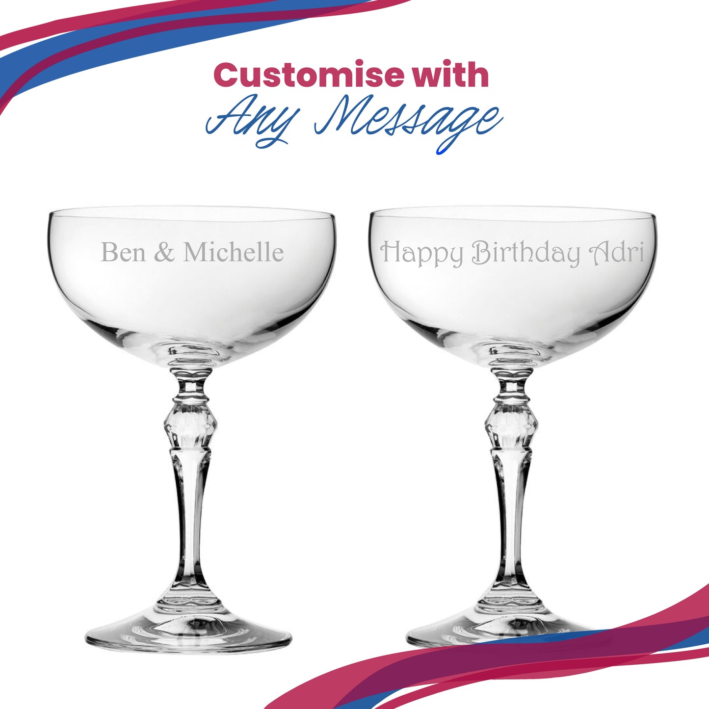 Engraved Charleston Cocktail Champagne Coupe, Personalise with Any Name or Message