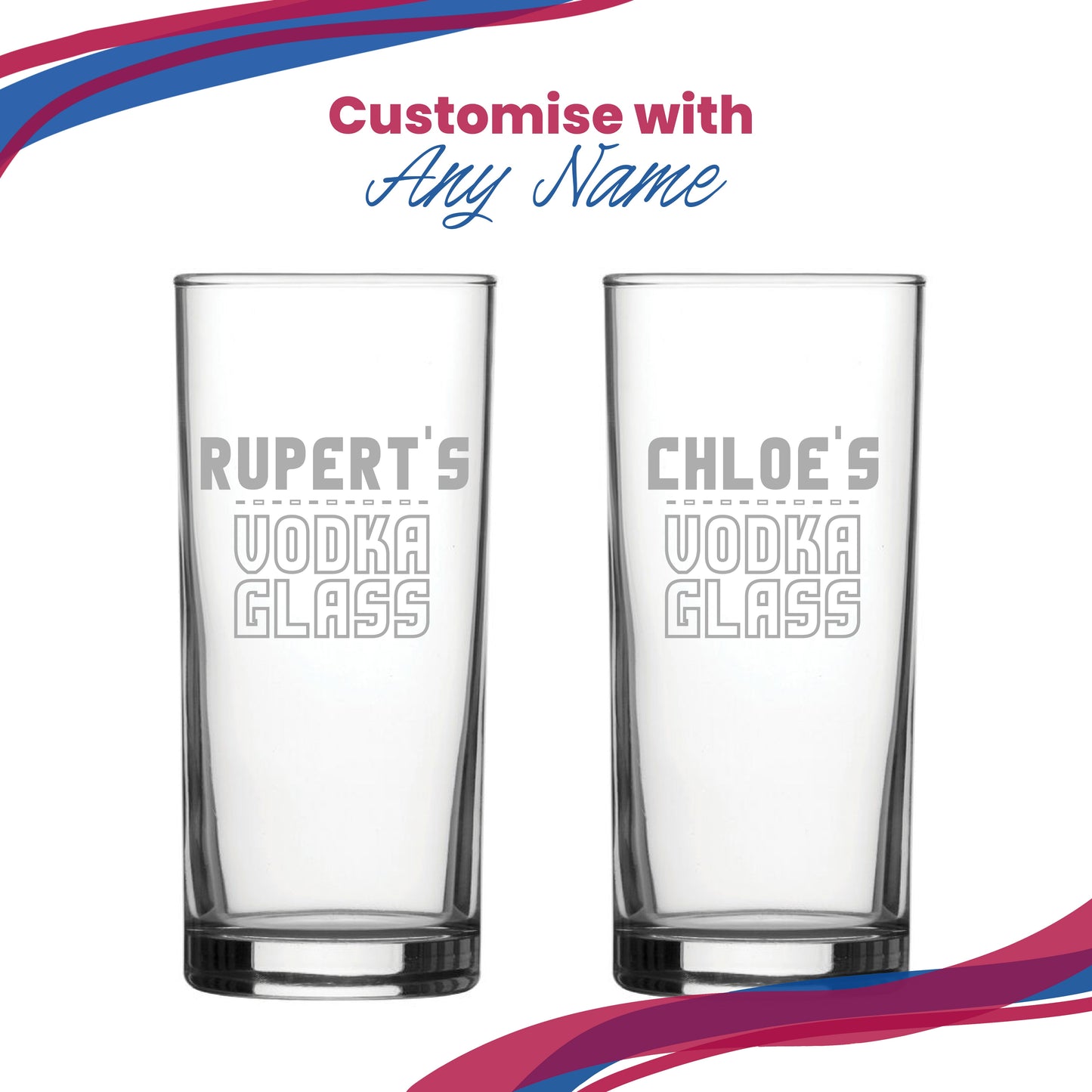 Personalised Engraved Vodka Hiball Glass with 'Name's Vodka Glass' Design