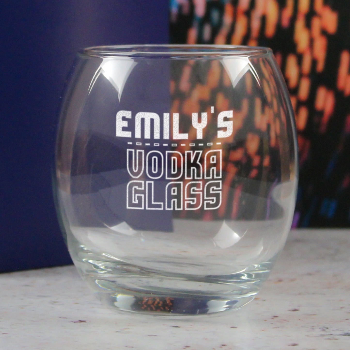 Personalised Engraved Vodka Short Tondo Tumbler with 'Name's Vodka Glass' Design