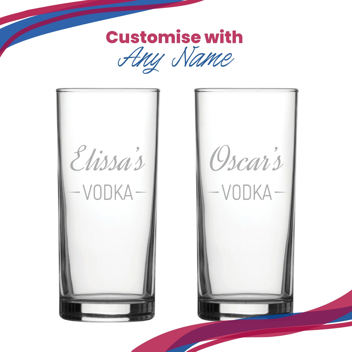 Personalised Engraved Novelty Vodka Hiball with 'Name's Vodka' Design