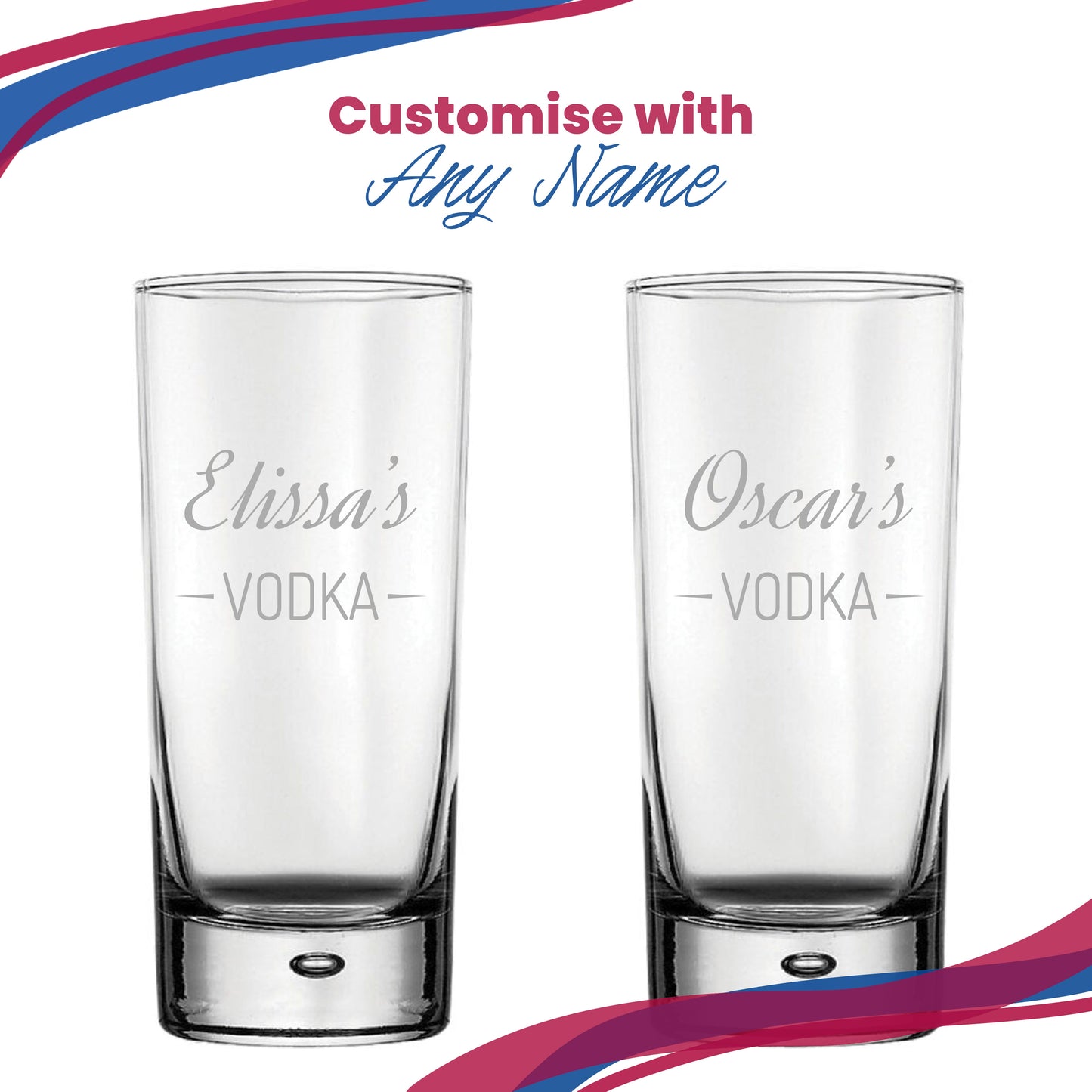 Personalised Engraved Novelty Vodka Bubble Hiball with 'Name's Vodka' Design