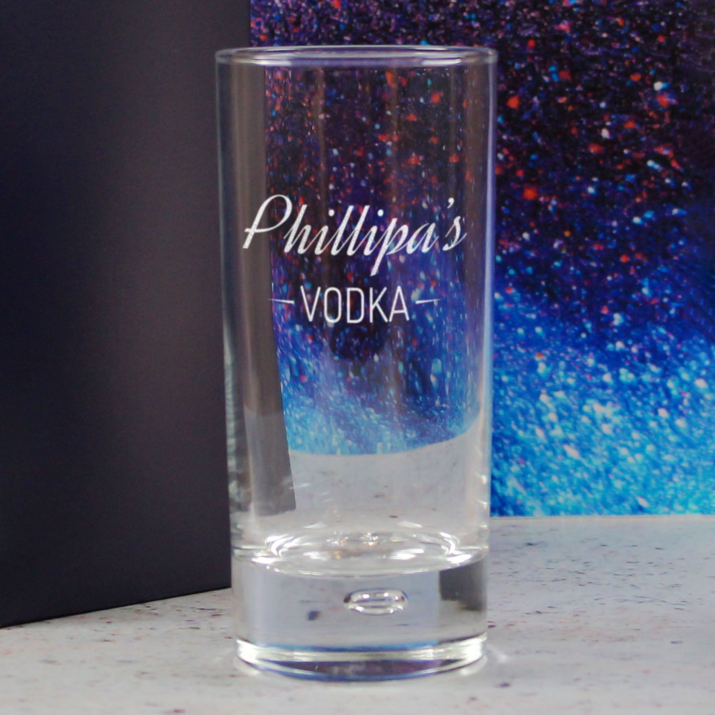 Personalised Engraved Novelty Vodka Bubble Hiball with 'Name's Vodka' Design
