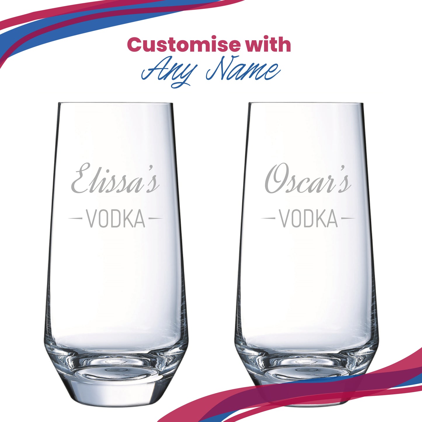 Personalised Engraved Novelty Vodka Lima Hiball with 'Name's Vodka' Design