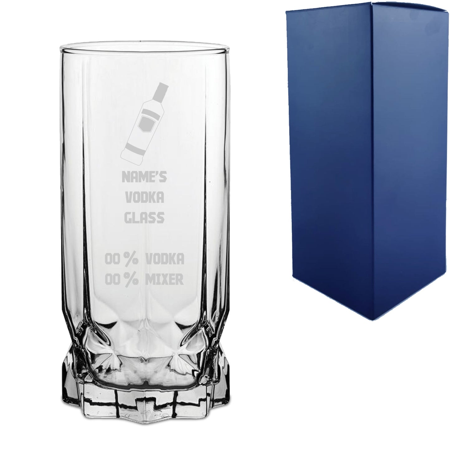 Personalised Engraved Vodka Future Hiball with 'Name's Vodka Glass and Mixer' Design