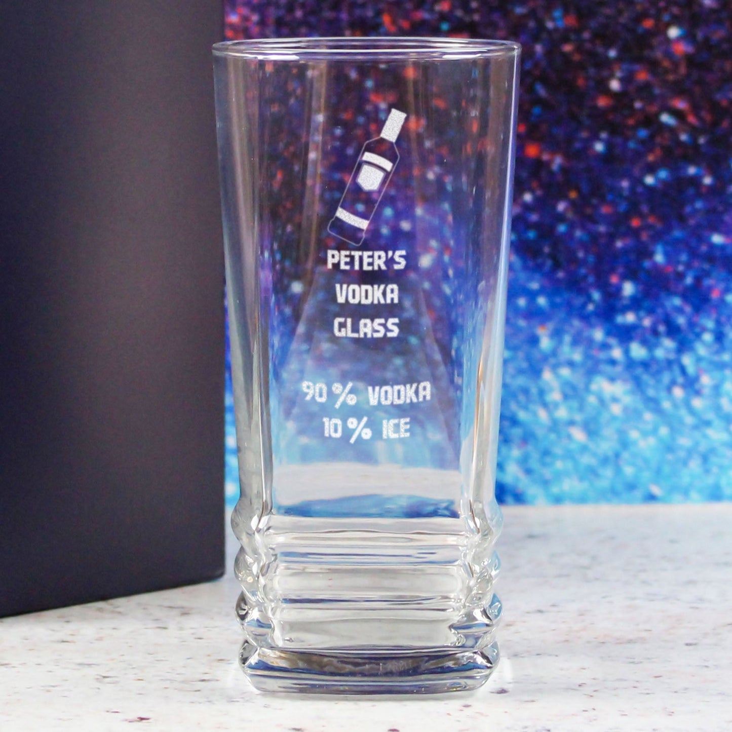 Personalised Engraved Vodka Elegan Hiball with 'Name's Vodka Glass and Mixer' Design