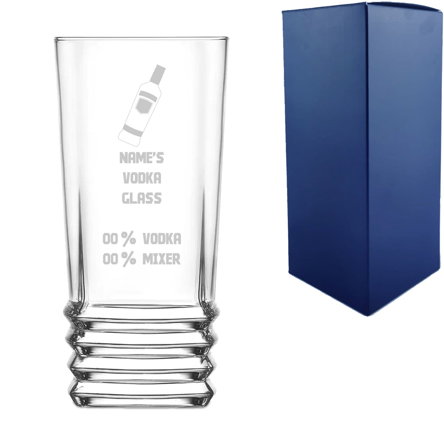 Personalised Engraved Vodka Elegan Hiball with 'Name's Vodka Glass and Mixer' Design