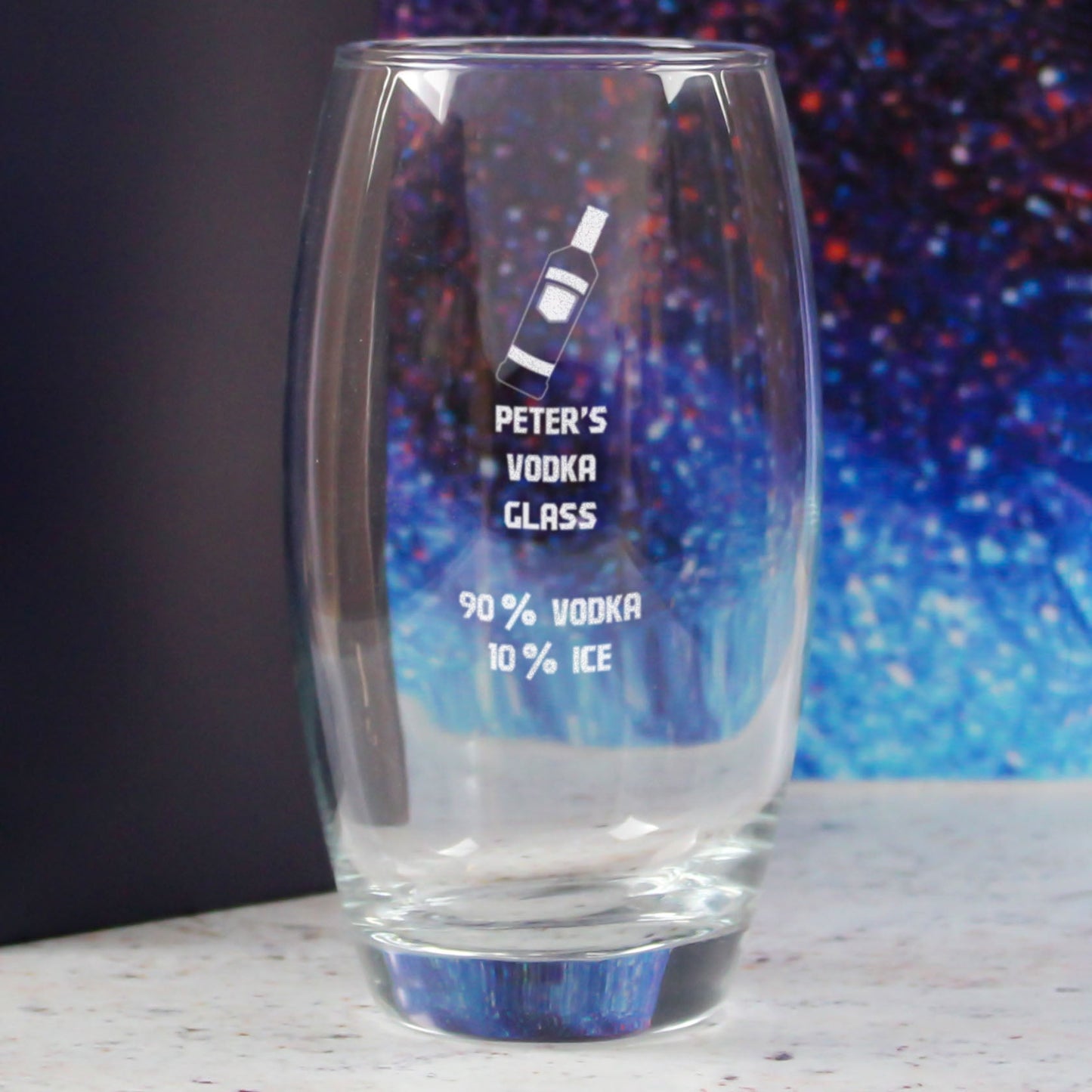 Personalised Engraved Vodka Tondo Hiball with 'Name's Vodka Glass and Mixer' Design