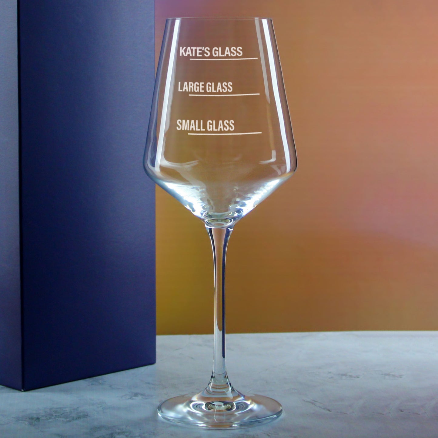 Personalised Engraved Infinity Wine Glass with Name's Glass Bold Measurements Design, Customise with Any Name