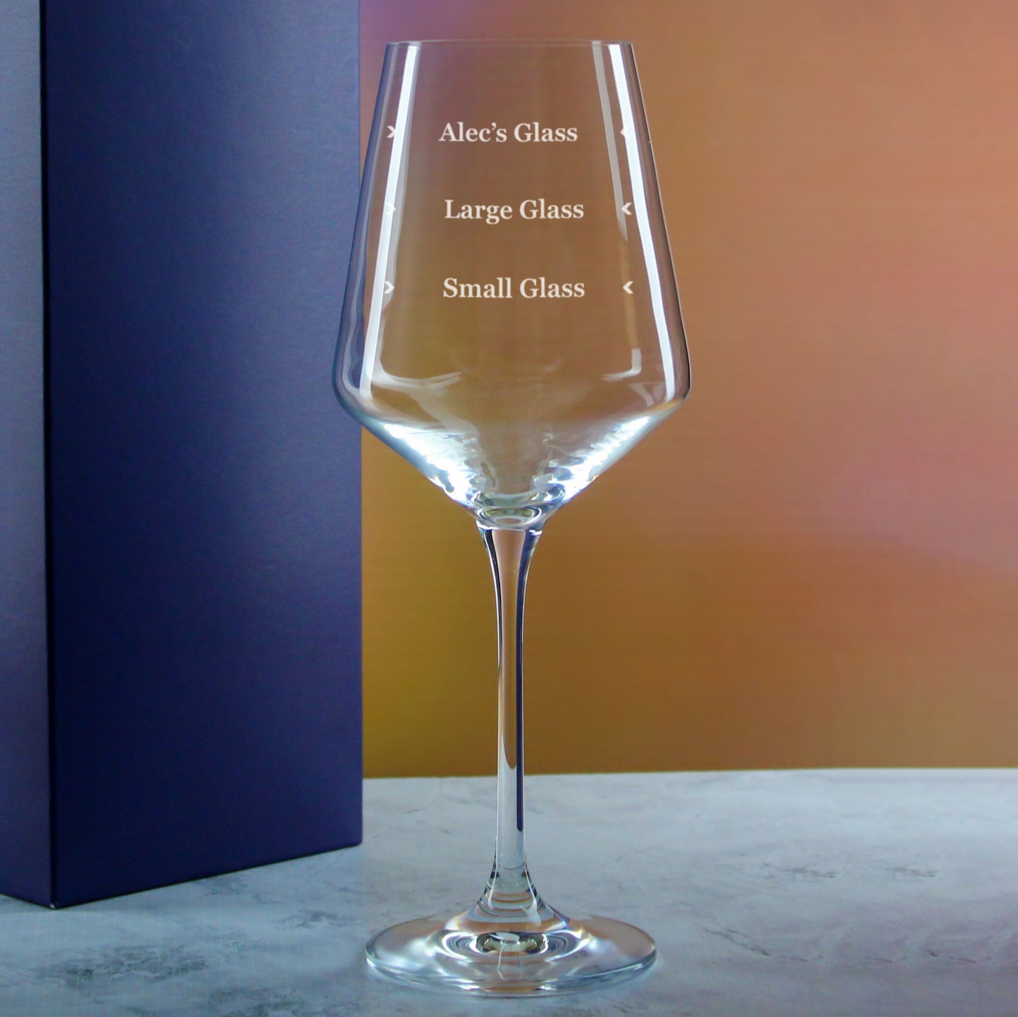 Personalised Engraved Infinity Wine Glass with Name's Glass Serif Measurements Design, Customise with Any Name