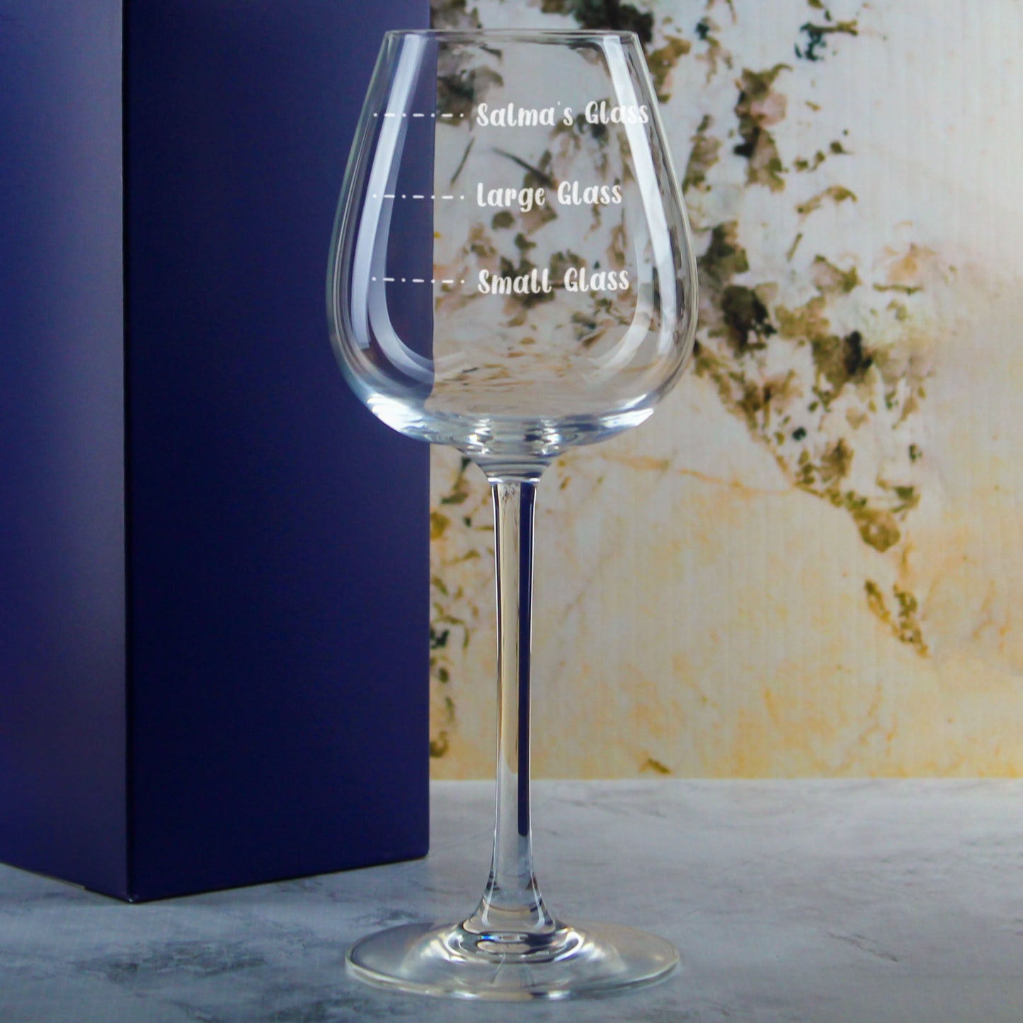 Personalised Engraved Wine Emotions Wine Glass with Name's Glass Handwritten Measurements Design, Customise with Any Name
