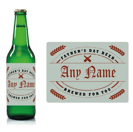 Personalised Fathers day beer bottle label Pale Blue - Name