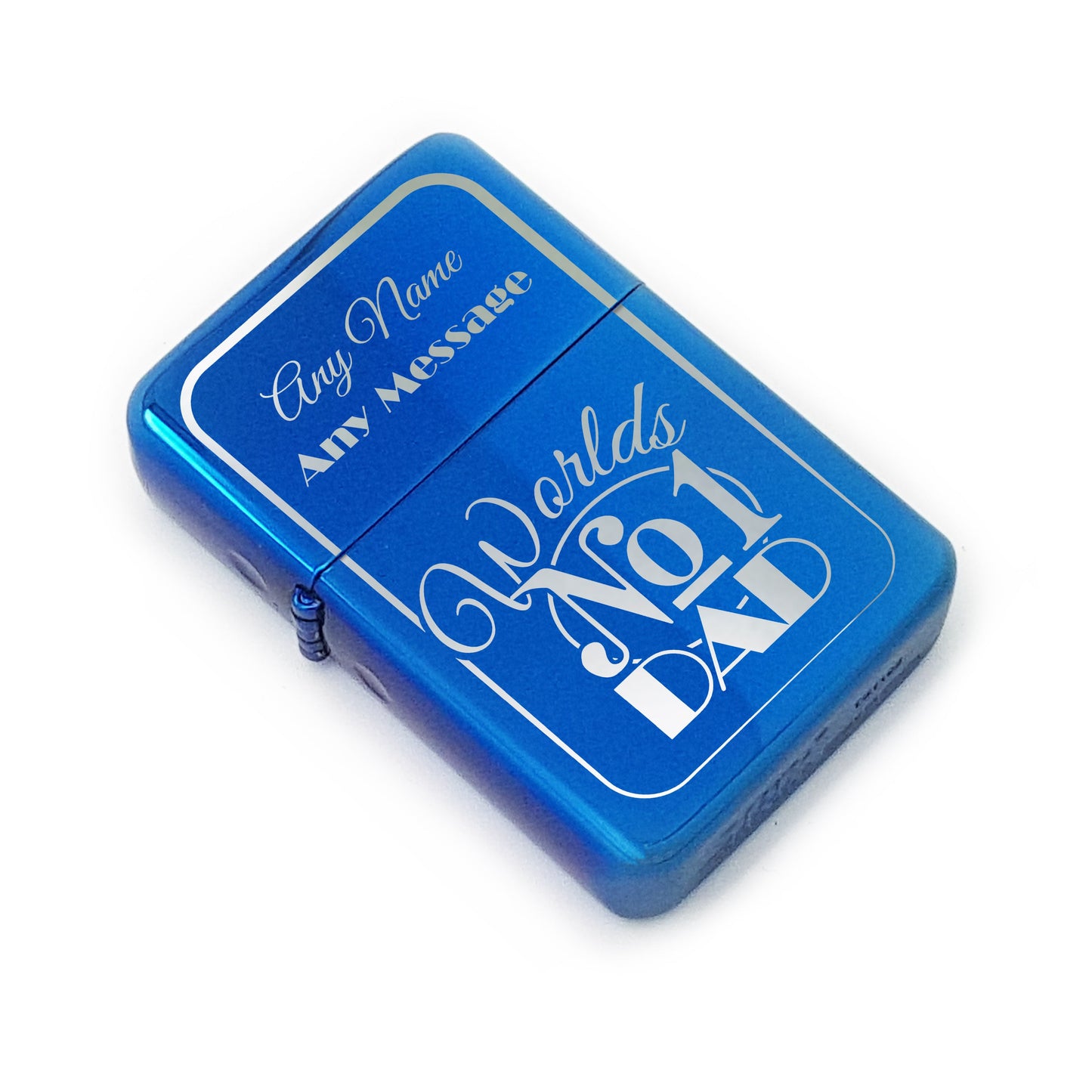 Personalised Engraved Blue Fathers Day Lighter with Worlds No1 Dad design