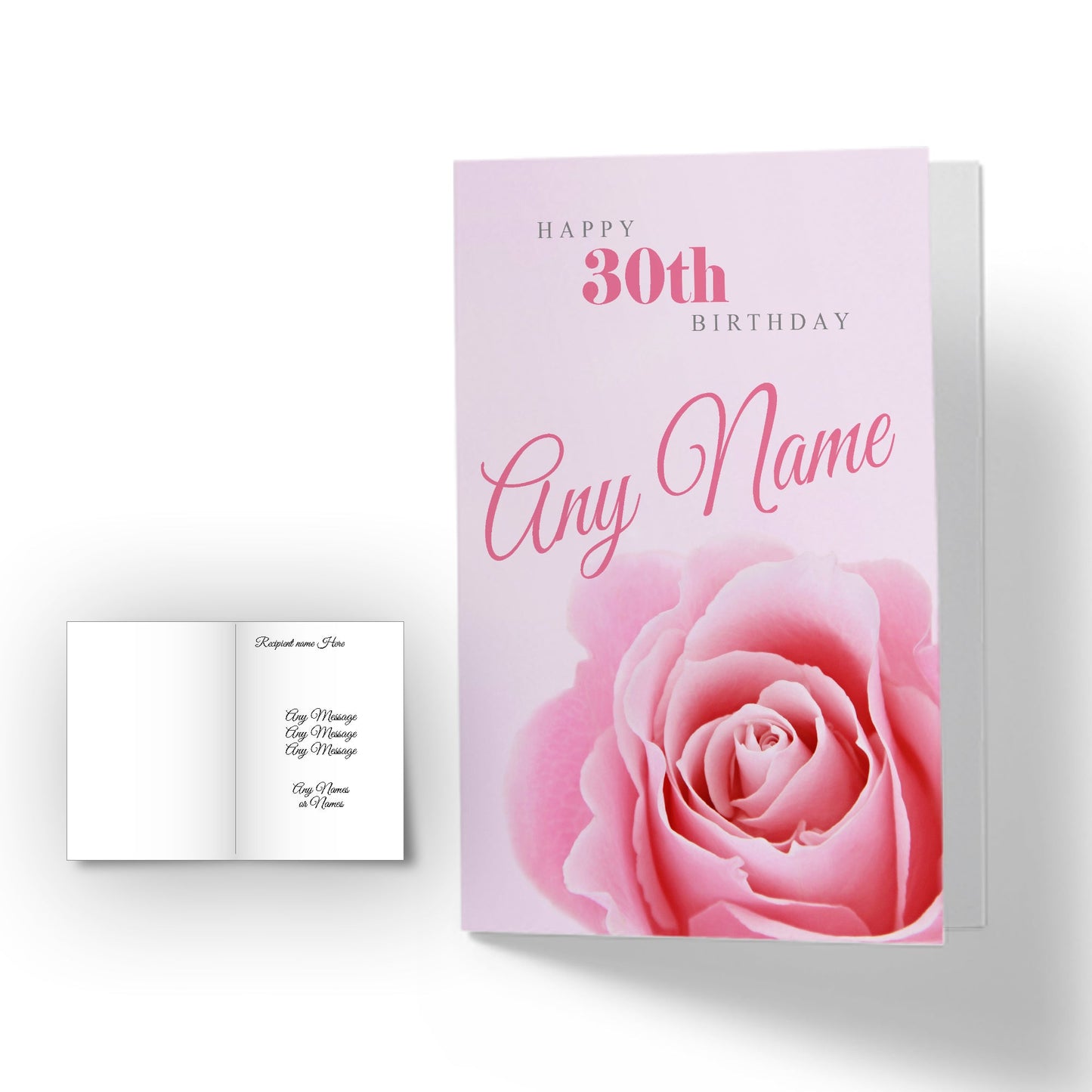 Personalised Any Year Any Name - Pink rose Birthday card