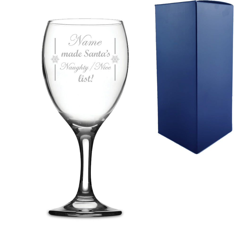 Personalised Engraved Novelty Christmas Wine Glass "Name made Santa's Naughty/Nice list!" Christmas Gift, Gift Boxed