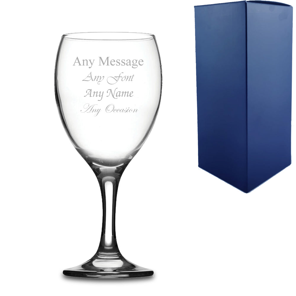 Personalised Engraved Imperial 13oz Wine Glass With Gift Box - Any Message Engraved!!
