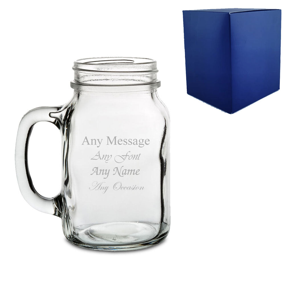 Engraved Tennessee Handled Jar 22oz Mason Cocktail Glass