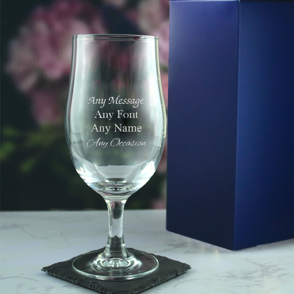 Personalised Engraved Stemmed And Pint Glasses With Gift Box